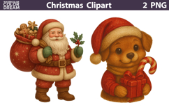 Vintage Christmas Clipart | Cute Christmas Sublimation Product Image 1