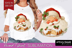 Vintage Christmas Round Tshirt Background - Retro Xmas PNG Product Image 1