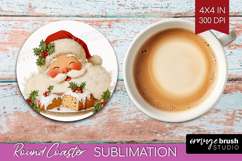 Vintage Christmas Round Coaster - Retro Xmas Coaster PNG Product Image 1