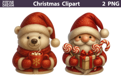 Vintage Christmas Clipart | Cute Christmas Sublimation Product Image 1