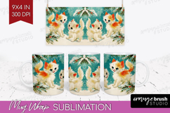 Vintage Christmas Mug Wrap - Retro Xmas Mug PNG Sublimation Product Image 1