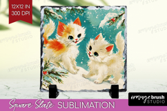 Vintage Christmas Slate PNG - Retro Xmas Square Slate Product Image 1