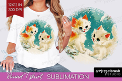 Vintage Christmas Round Tshirt Background - Retro Xmas PNG Product Image 1