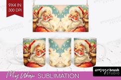 Vintage Christmas Mug Wrap - Retro Xmas Mug PNG Sublimation Product Image 1
