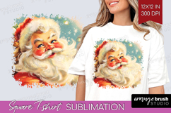 Vintage Christmas Square Tshirt Background - Retro Xmas PNG Product Image 1