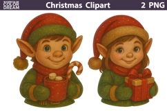 Vintage Christmas Clipart | Cute Elf Sublimation Product Image 1