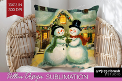 Vintage Christmas Pillow Sublimation - Retro Xmas Pillow PNG Product Image 1