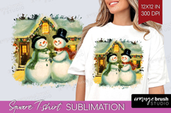 Vintage Christmas Square Tshirt Background - Retro Xmas PNG Product Image 1