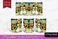 Vintage Christmas Mug Wrap - Retro Xmas Mug PNG Sublimation Product Image 1