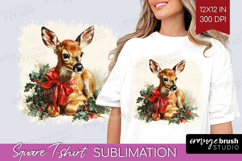 Vintage Christmas Square Tshirt Background - Retro Xmas PNG Product Image 1