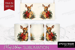 Vintage Christmas Mug Wrap - Retro Xmas Mug PNG Sublimation Product Image 1