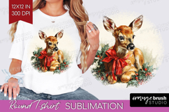 Vintage Christmas Round Tshirt Background - Retro Xmas PNG Product Image 1