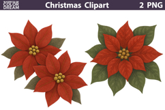 Vintage Christmas Clipart | Poinsettia Sublimation Product Image 1