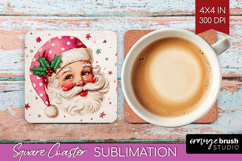 Vintage Christmas Square Coaster - Retro Xmas Coaster PNG Product Image 1