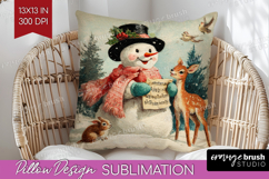 Vintage Christmas Pillow Sublimation - Retro Xmas Pillow PNG Product Image 1