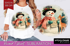 Vintage Christmas Round Tshirt Background - Retro Xmas PNG Product Image 1