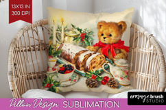 Vintage Christmas Pillow Sublimation - Retro Xmas Pillow PNG Product Image 1