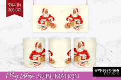 Vintage Christmas Mug Wrap - Retro Xmas Mug PNG Sublimation Product Image 1