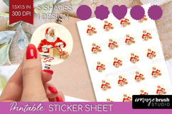 Vintage Christmas Round Sticker - Retro Xmas Printable Sheet Product Image 1