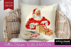Vintage Christmas Pillow Sublimation - Retro Xmas Pillow PNG Product Image 1