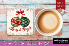 Vintage Christmas Square Coaster - Retro Xmas Coaster PNG Product Image 1