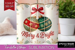 Vintage Christmas Tumbler Wrap - Retro Xmas Tumbler PNG Product Image 1
