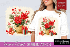 Vintage Christmas Square Tshirt Background - Retro Xmas PNG Product Image 1