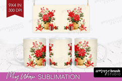 Vintage Christmas Mug Wrap - Retro Xmas Mug PNG Sublimation Product Image 1