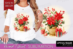 Vintage Christmas Round Tshirt Background - Retro Xmas PNG Product Image 1