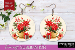 Vintage Christmas Round Earrings - Retro Xmas PNG Product Image 1