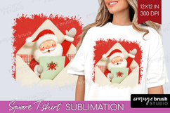 Vintage Christmas Square Tshirt Background - Retro Xmas PNG Product Image 1