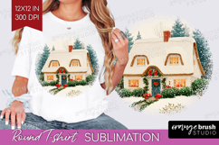 Vintage Christmas Round Tshirt Background - Retro Xmas PNG Product Image 1