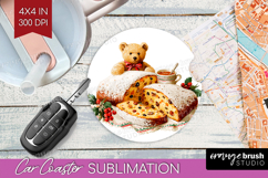 Vintage Christmas Car Coaster - Retro Xmas Coaster PNG Product Image 1