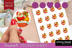 Vintage Christmas Round Sticker - Retro Xmas Printable Sheet Product Image 1
