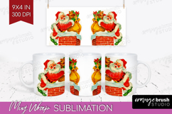 Vintage Christmas Mug Wrap - Retro Xmas Mug PNG Sublimation Product Image 1