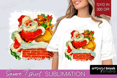 Vintage Christmas Square Tshirt Background - Retro Xmas PNG Product Image 1