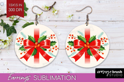Vintage Christmas Round Earrings - Retro Xmas PNG Product Image 1
