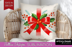 Vintage Christmas Pillow Sublimation - Retro Xmas Pillow PNG Product Image 1