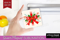 Vintage Christmas Magnet Sublimation - Retro Xmas Square PNG Product Image 1