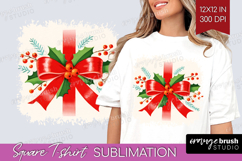 Vintage Christmas Square Tshirt Background - Retro Xmas PNG Product Image 1