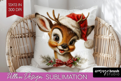 Vintage Christmas Pillow Sublimation - Retro Xmas Pillow PNG Product Image 1