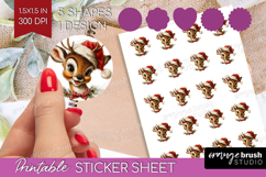 Vintage Christmas Round Sticker - Retro Xmas Printable Sheet Product Image 1