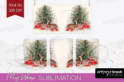 Vintage Christmas Mug Wrap - Retro Xmas Mug PNG Sublimation Product Image 1