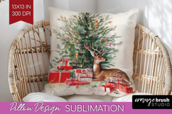 Vintage Christmas Pillow Sublimation - Retro Xmas Pillow PNG Product Image 1