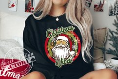 Retro Christmas vibes sublimation design, Santa face PNG Product Image 3