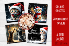 Vintage Christmas Sublimation, retro square Coaster Design Product Image 1