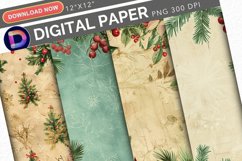 Vintage Christmas Digital Paper Product Image 1