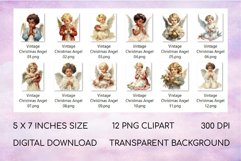 Vintage Christmas Angel Clipart Bundle Sublimation Designs