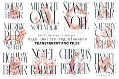Vintage Christmas Animal Typography Bundle Product Image 1