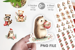 Sticker Vintage Christmas Animals Watercolor Product Image 1